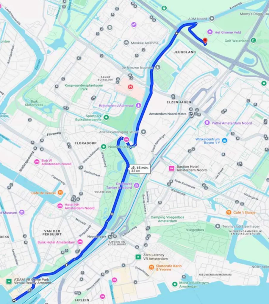 Route Amsterdam CS - Het Groene Veld